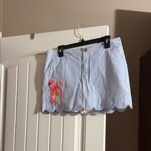 Striped Blue Scallop Hem Skort